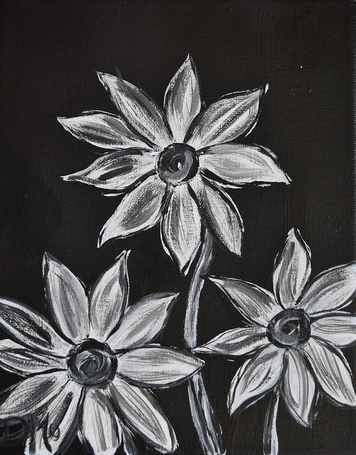 Black And White Flower Painting at Explore