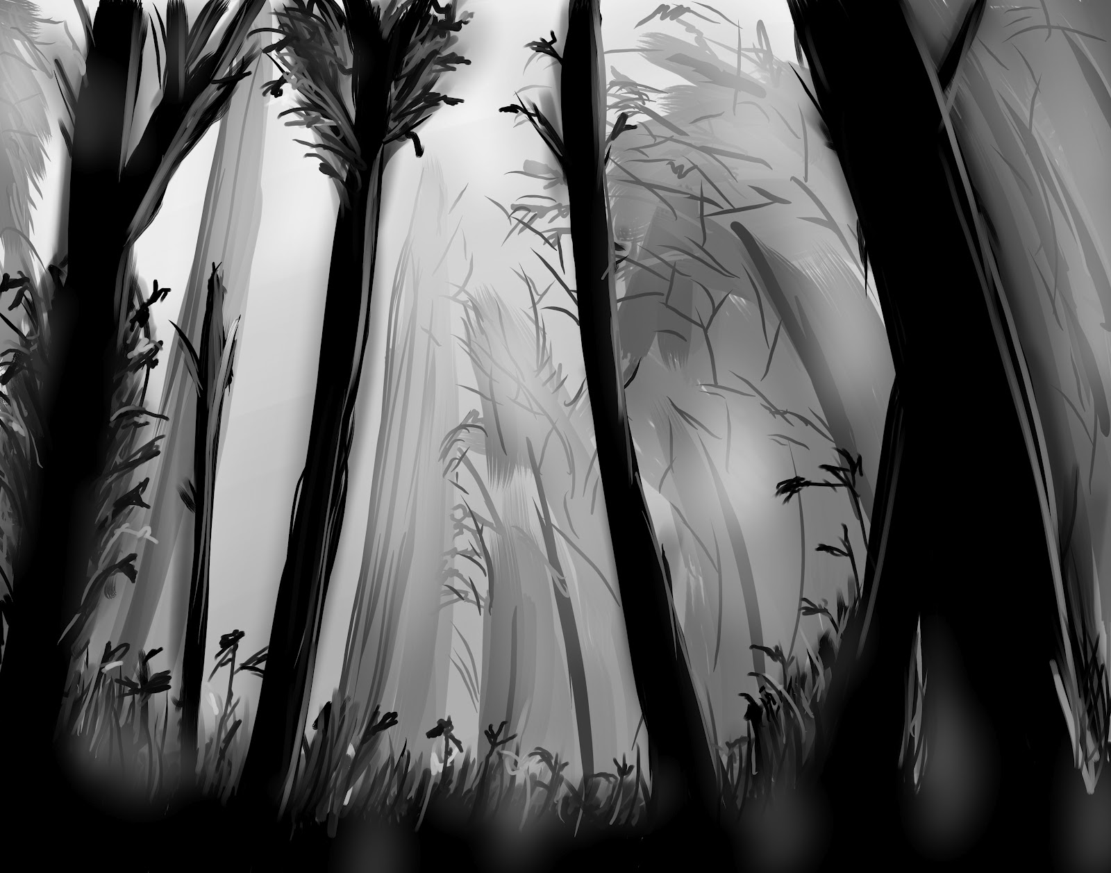 Black And White Forest Painting at Explore