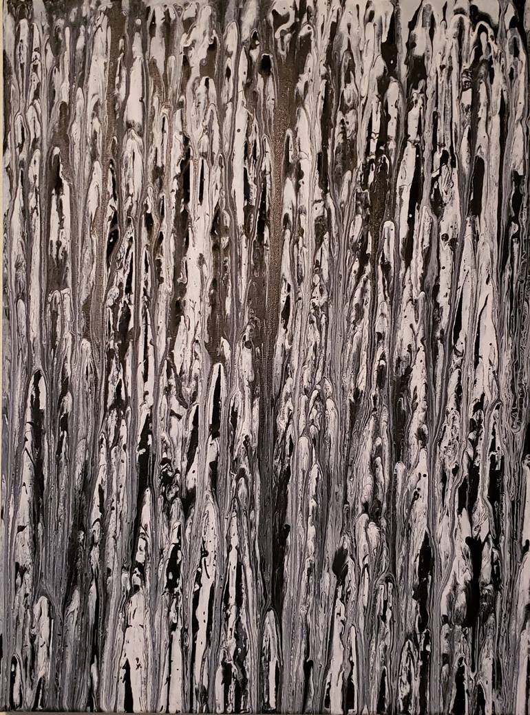 770x1039 Saatchi Art Black Amp White Forest Storm Painting By Michele Hoffman - Black And White Forest Painting