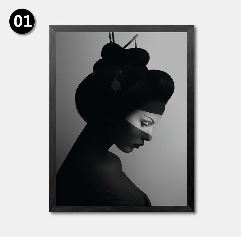 800x800 Black White Girls Painting Wall Decor Painting Black White Canvas - Black And White Girl Painting