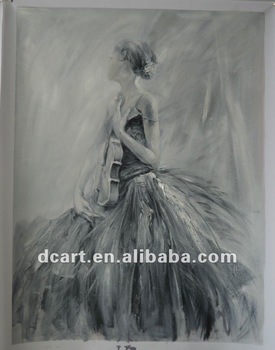 275x350 High Quality Black Amp White Impressionist Painting - Black And White Girl Painting
