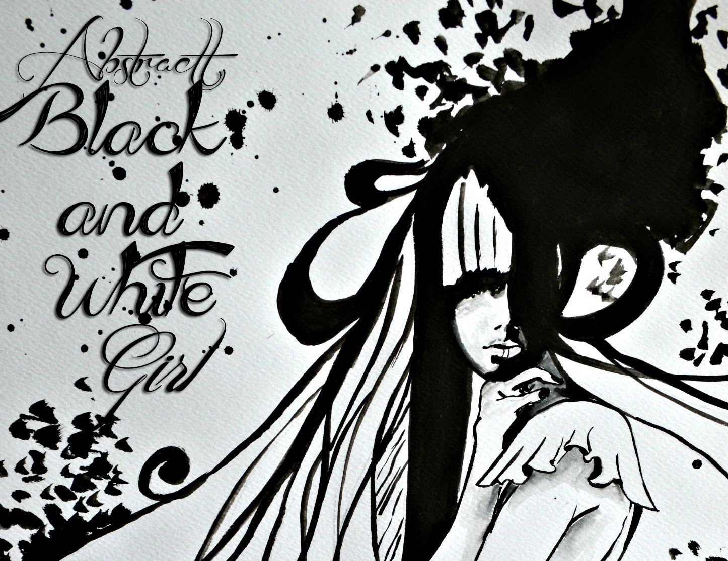 1446x1116 Speed Painting - Black And White Girl Painting