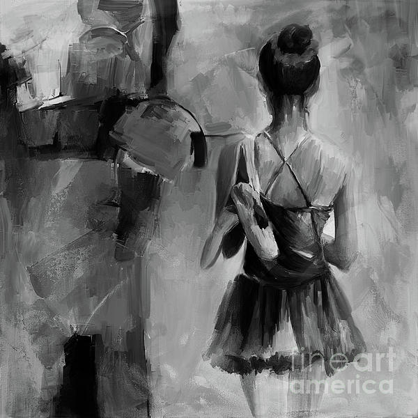 600x600 Ballet Dance Black N White 0043 Tote Bag For Sale By Gull G - Black And White Girl Painting
