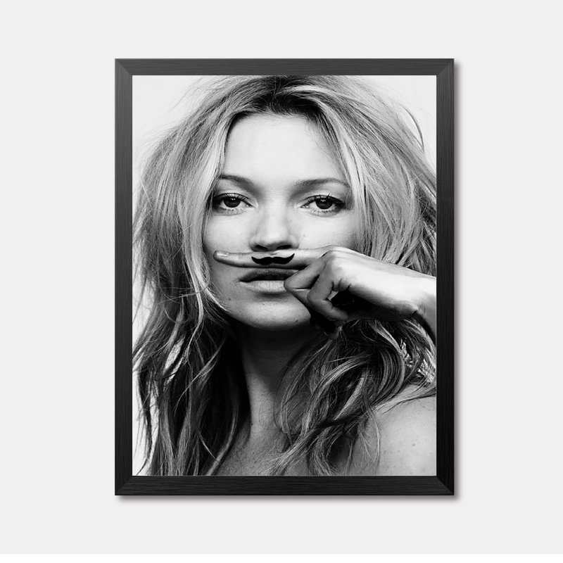 800x800 Black White Girl Wall Art Canvas Painting Finger Beard Girl - Black And White Girl Painting