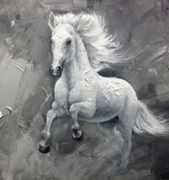 188x200 Buy 100% Hand Painted Black Beauty Animal Oil Painting On Canvas - Black And White Horse Painting