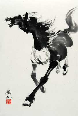 271x400 Chinese Horse Paintings - Black And White Horse Painting