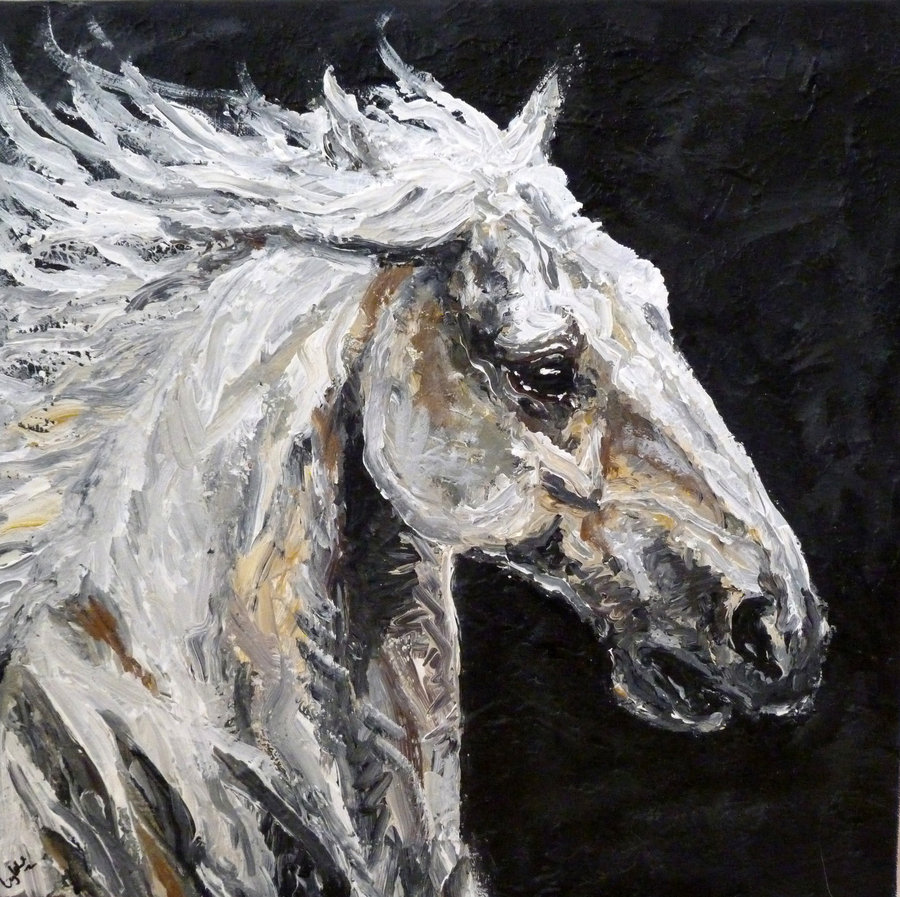 900x897 Horse Painting Black And White - Black And White Horse Painting
