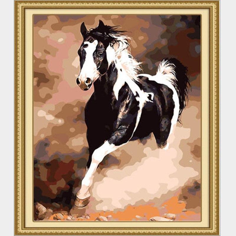 800x800 Painting By Numbers - Black And White Horse Painting
