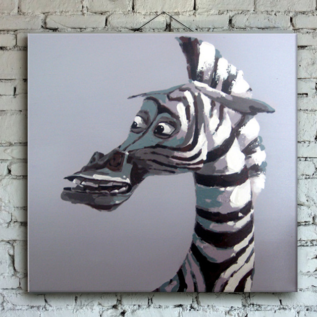 640x640 Abstract Modern Black And White Zebra Horse Handmade Oil Painting - Black And White Horse Painting