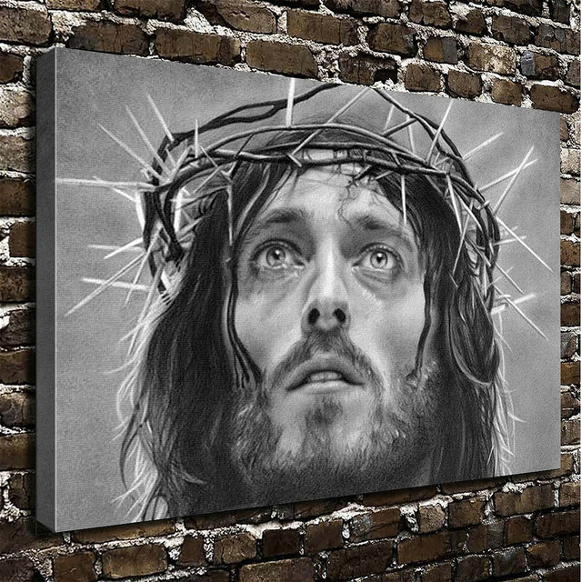 639x640 Christmas Gift Wall Art Painting Jesus Prints On Canvas Painting - Black And White Jesus Painting