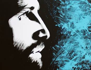 350x270 Forgiven Jesus Profile Painting By Lance Brown - Black And White Jesus Painting
