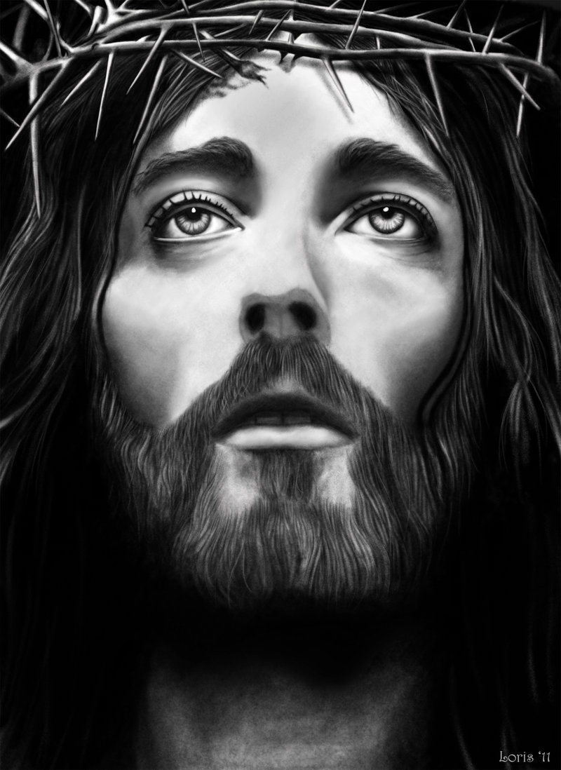800x1098 Jesus Light By Loris74 - Black And White Jesus Painting