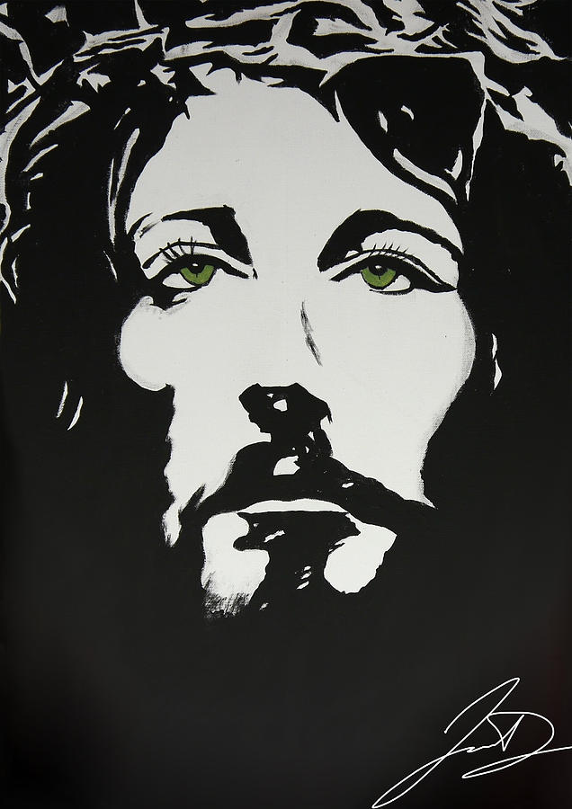 636x900 King Jesus Painting By Jordan Douglas - Black And White Jesus Painting