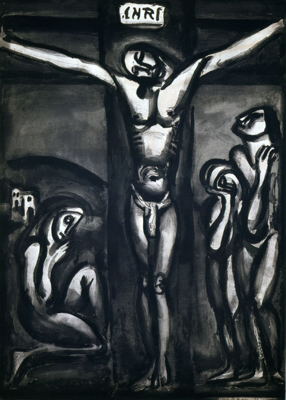 576x806 Seeing Christ In The Darkness Rouault - Black And White Jesus Painting
