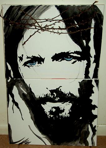 340x474 Jesus Christ God Painting By Davecartel - Black And White Jesus Painting