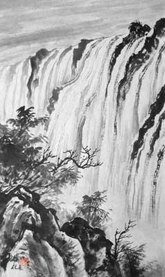 238x400 Chinese Landscape Paintings - Black And White Landscape Painting