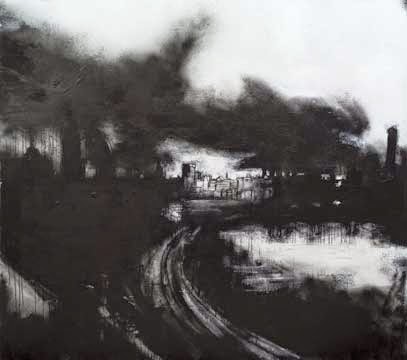 407x360 John Virtue - Black And White Landscape Painting