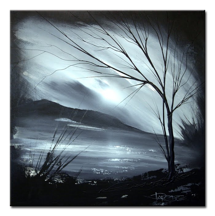 700x704 Landscape 121 Black And White Abstract Art Landscape Painting - Black And White Landscape Painting
