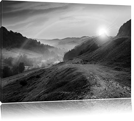 450x406 Beautiful Mountain Landscape With Rainbow Black White Format - Black And White Landscape Painting