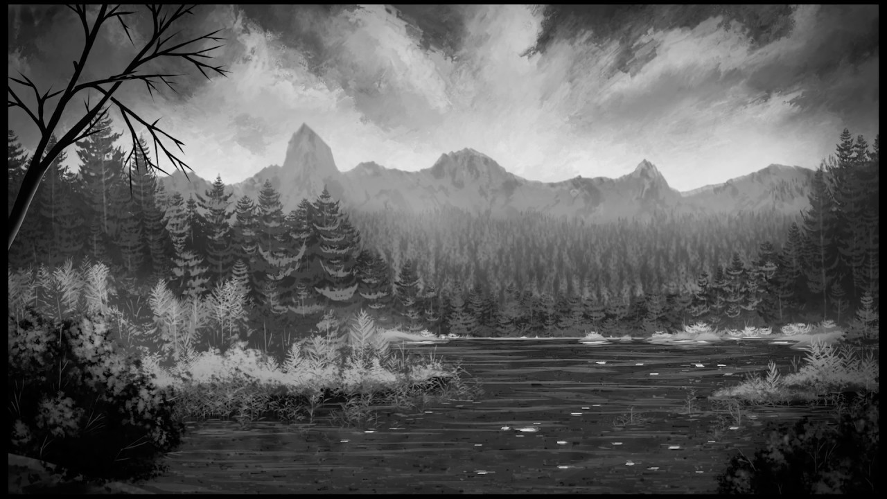 1280x720 Black Amp White Landscape Painting - Black And White Landscape Painting