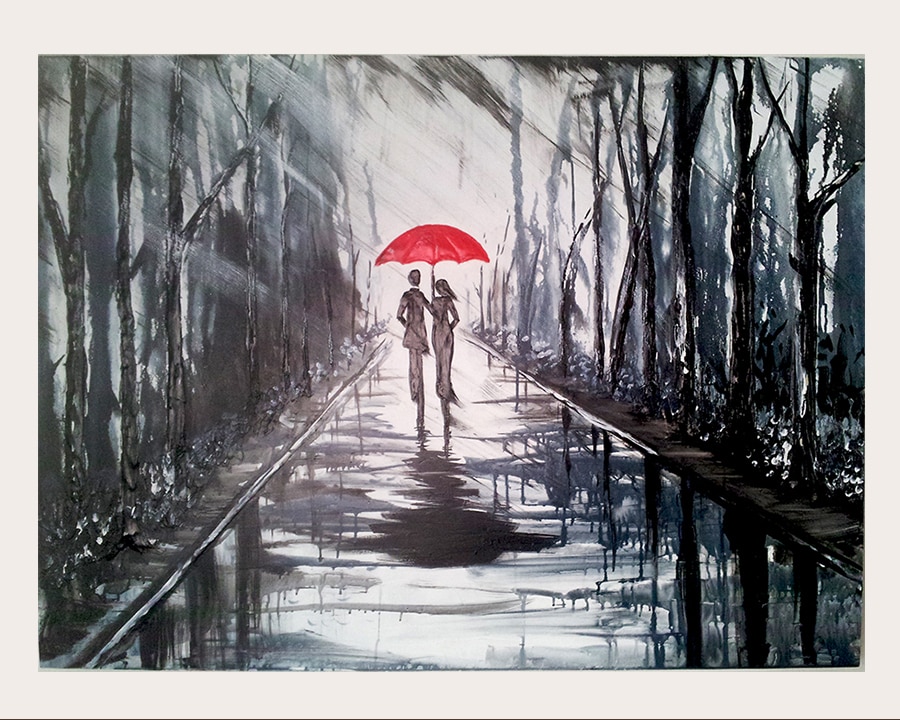 900x720 Buy Landscape Painting P 50 Handmade Painting By Darshana Mutha - Black And White Landscape Painting