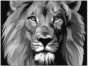 300x225 Lion Head Street Art Poster A0 A1 A2 A3 Print Black White Painting - Black And White Lion Painting