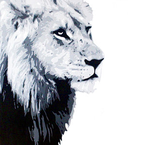 300x300 Black And White Lion Paintings Fine Art America - Black And White Lion Painting