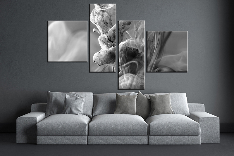 800x534 4 Piece Grey Modern Large Canvas - Black And White Modern Painting