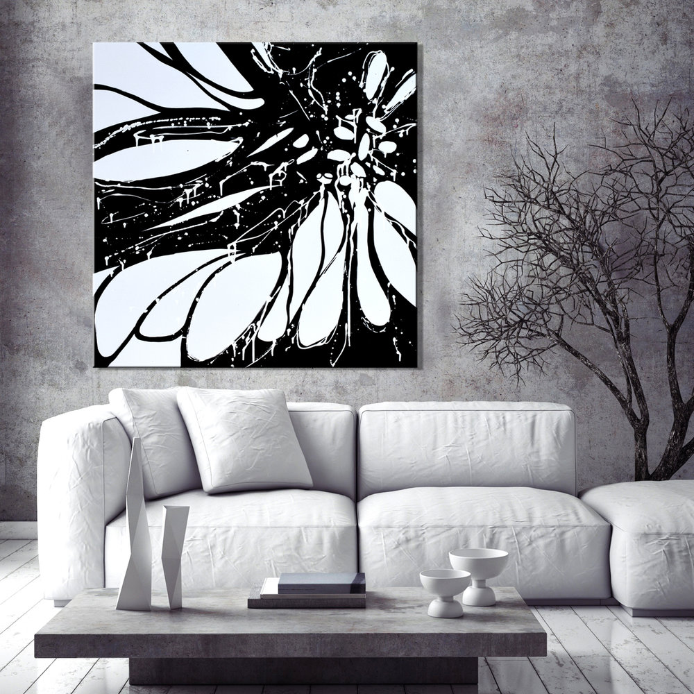 1000x1000 Modern Art Home Decor - Black And White Modern Painting