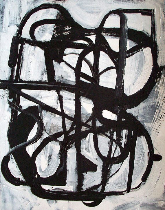 570x725 Abstract Black And White Painting Modern Art Urban For Decorations - Black And White Modern Painting