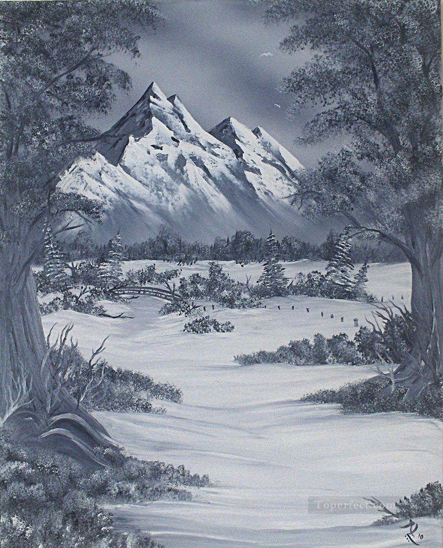 900x1113 Black And White Mountain Land Painting In Oil For Sale - Black And White Mountain Painting