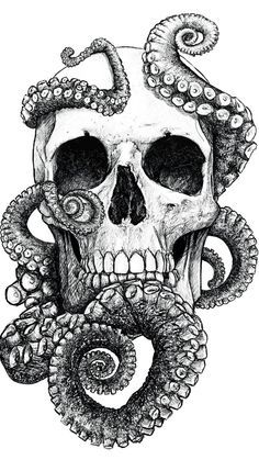 236x419 Collection Of Nautical Octopus Drawing High Quality, Free - Black And White Octopus Painting