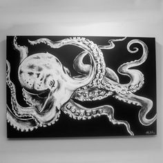 236x236 Painting Big Octopus Painting, Room Ideas And Sketches - Black And White Octopus Painting