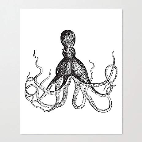 463x463 Giant Octopus Oil Painting On Canvas Wall Art Deco - Black And White Octopus Painting