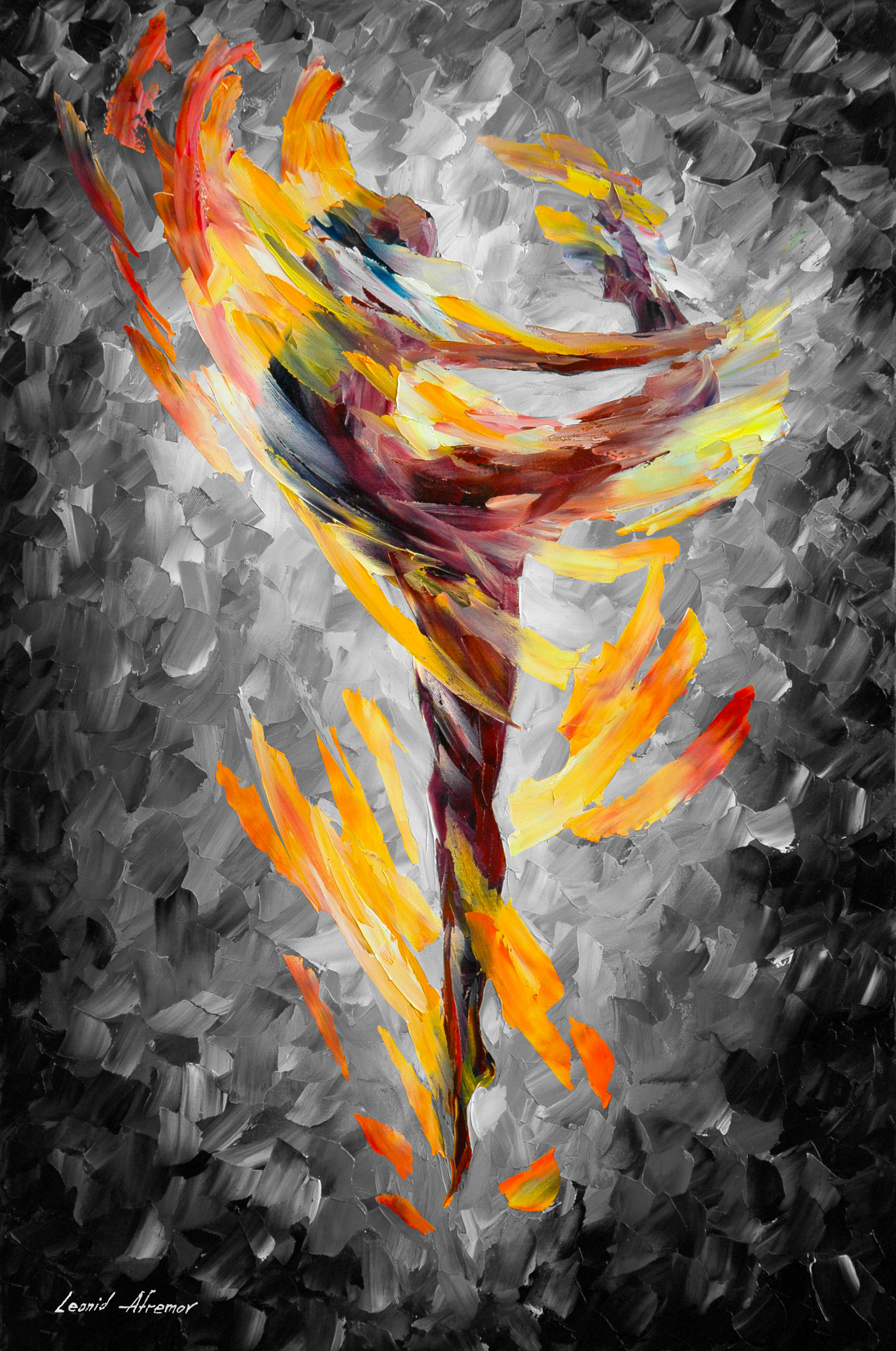 1854x2794 Dance Of Love Palette Knife Mixed Color And Black And White Oil - Black And White Oil Painting