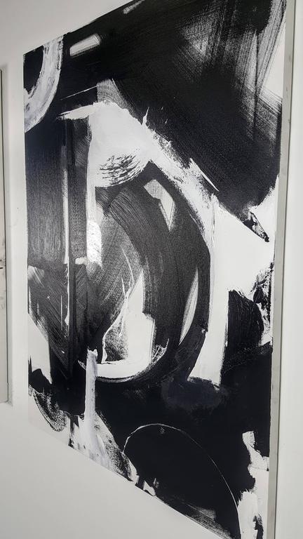 432x768 Large Black And White Oil On Canvas Abstract Paintings By - Black And White Oil Painting