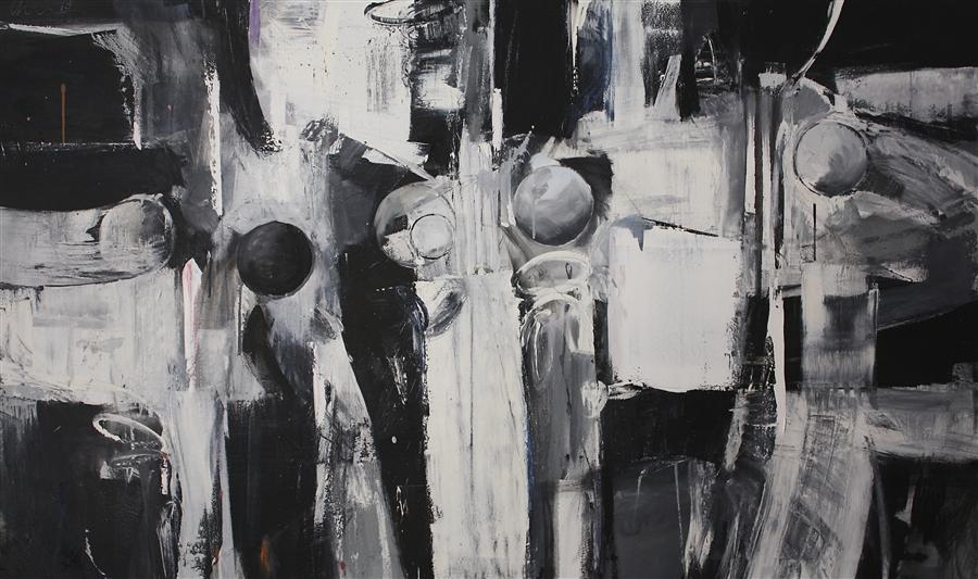 900x533 Black And White Ball By Scott Hunter - Black And White Oil Painting