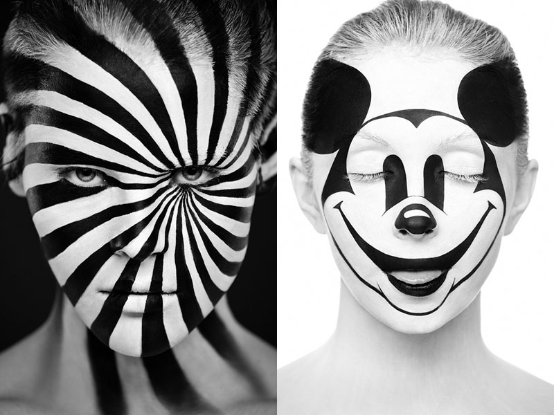 800x600 Black And White Portraits Of Faces Painted Black And White - Black And White Painting