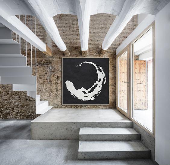 564x548 Hand Painted Oversized Minimal Black And White Painting From Cz - Black And White Painting