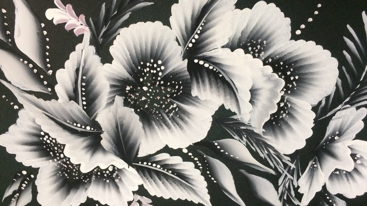 1280x720 One Stroke Painting Tutorial White On Black Composition - Black And White Painting