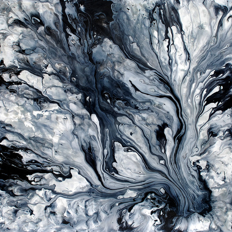 894x894 Black And White Fluid Painting 50 By Mark Chadwick - Black And White Painting