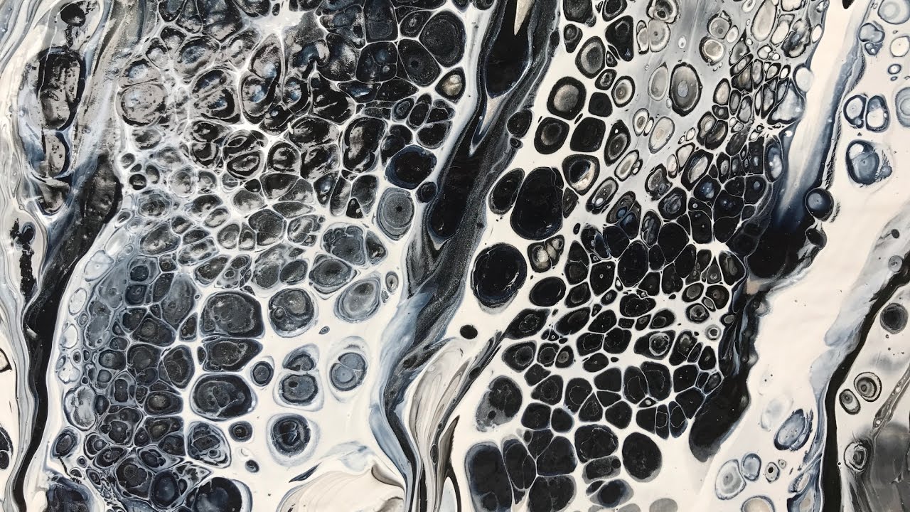 1280x720 Acrylic Pour Painting Easy Swipe Technique In Classic Black - Black And White Painting Images
