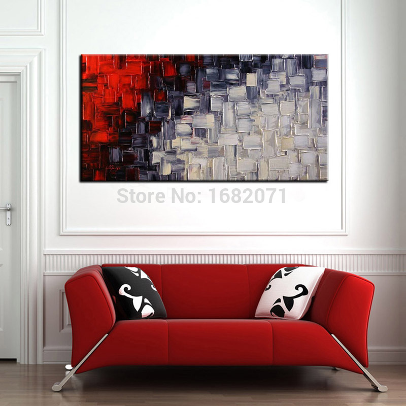 800x800 Free Shipping Artist Handmade Black White And Red Oil Paints - Black And White Painting With Red