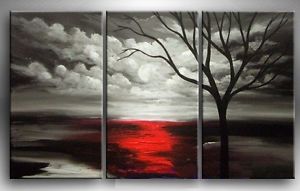 300x191 Modern Abstract Canvas Oil Paintingblack White Background Red - Black And White Painting With Red Tree