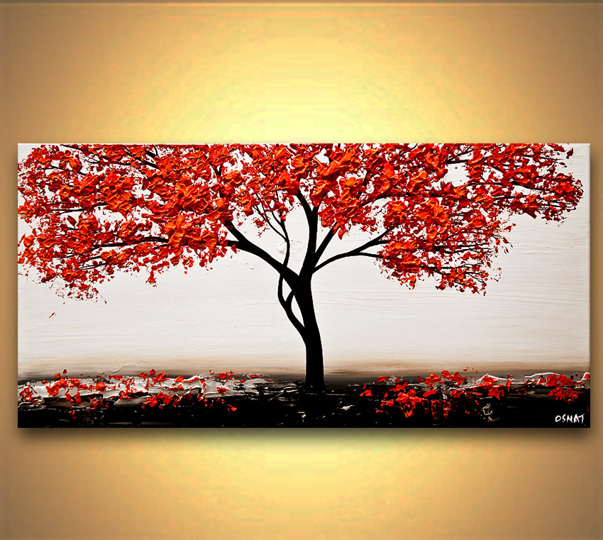 850x761 Painting - Black And White Painting With Red Tree