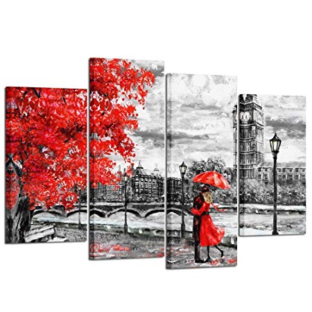 450x450 Kreative Arts - Black And White Painting With Red Umbrella