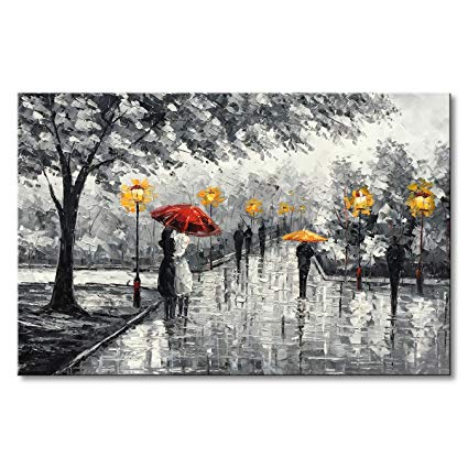 Black And White Painting With Red Umbrella at PaintingValley.com ...