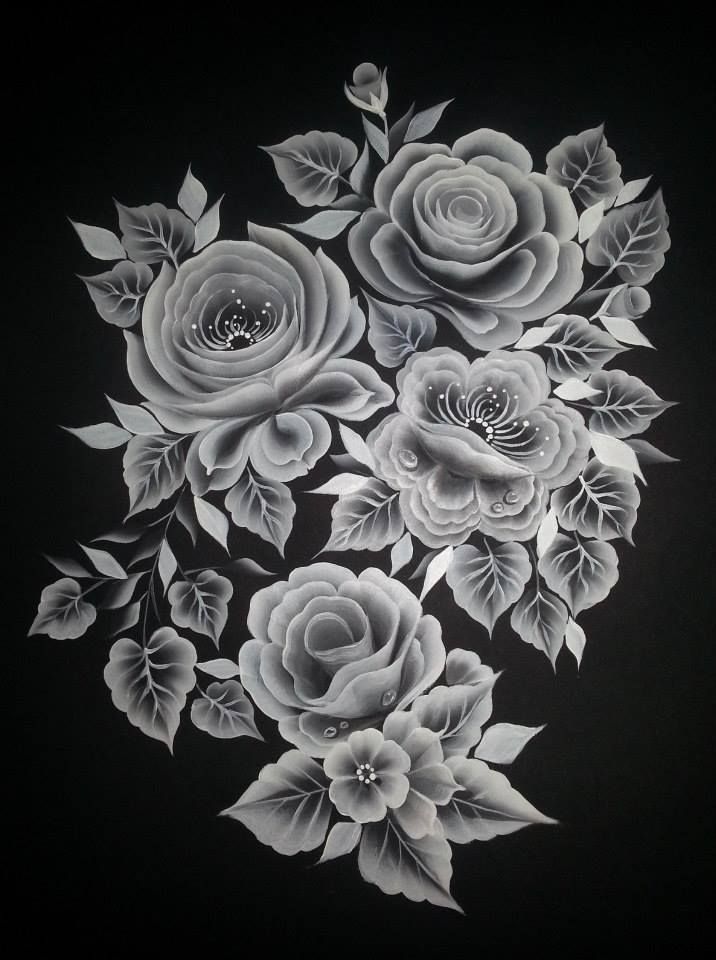 716x960 Black And White Roses - Black And White Rose Painting