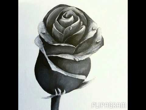 480x360 Black Rose Painting With Arabic Calligraphy - Black And White Rose Painting