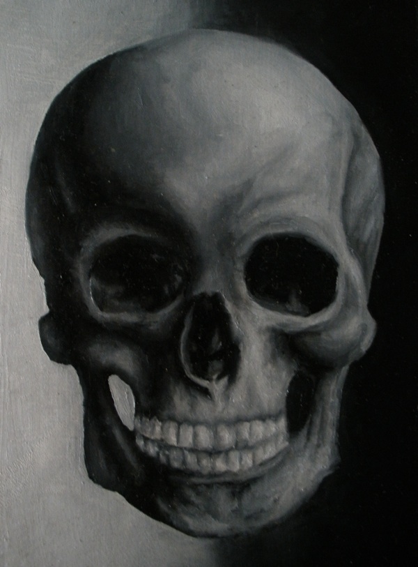 600x813 Skull Painting By Skketch - Black And White Skull Painting
